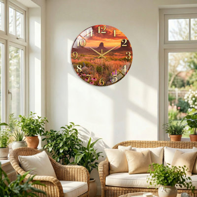 Horloge murale décorative en verre Desert Sunset