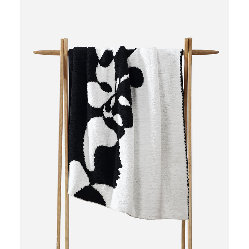 Faces II Knitted Throw Blanket, Black/Off White