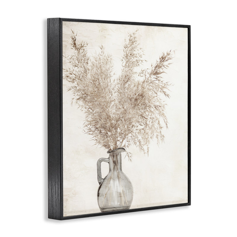 Art de vase Wild Pampas par Kim Allen bg-222, H 14 po x l 11 po, Giclée encadrée noir minuit