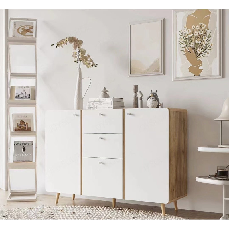 46.61" Buffet Cabinet For Hallway, Bedroom. 3 Drawers, 2 Doors With Adjustable Shelves. White, Particle Board+, 80.01 Lb Sideboard Storage Drawers & Doors. White Kitchen, Dining Room. Shelves,