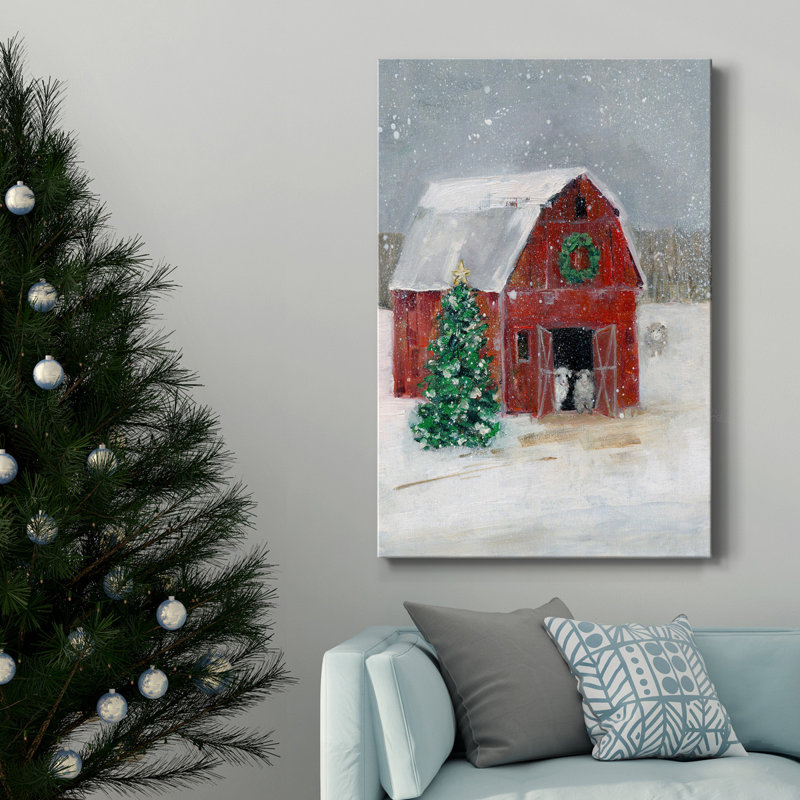 «Christmas On The Farm I», reproduction sur toile tendue, H 36 po x l 24 po x P 1 po