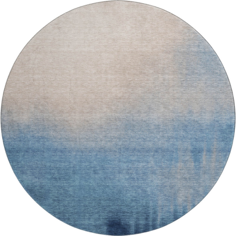 Premium Machine Washable Mayfield AMF2420 Ombre Rug, Denim, 8' Round