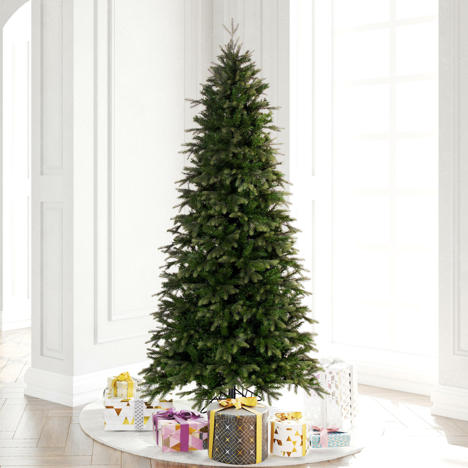 Slim Cashmere Flocked Pine Christmas Tree, 7.5 ft