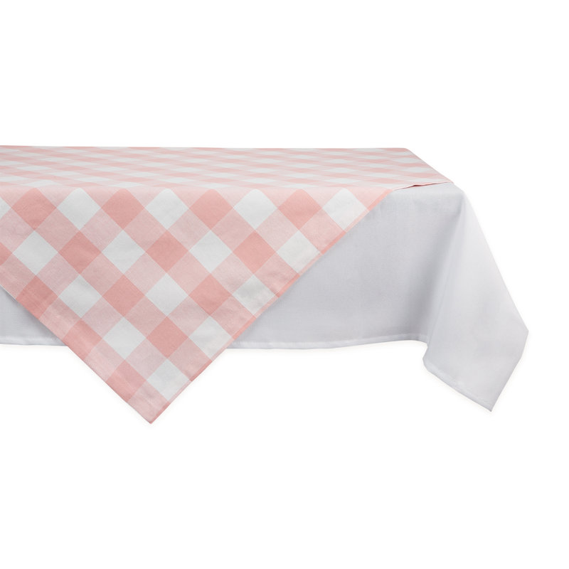 Wolsingham Gingham 100% Cotton Square Tablecloth, Pink, 40" L x 40" W