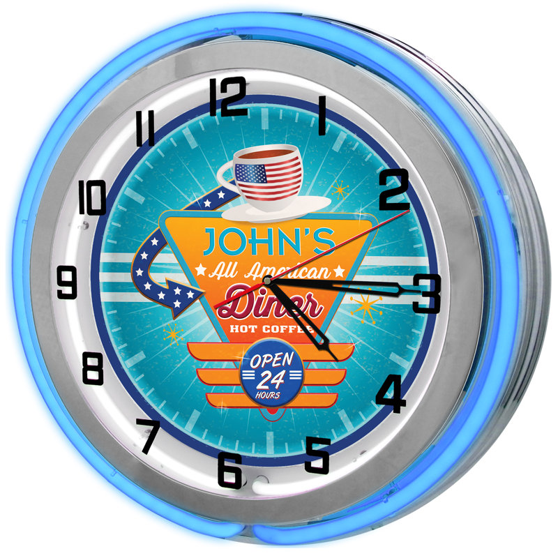 Horloge murale American Diner, Bleu