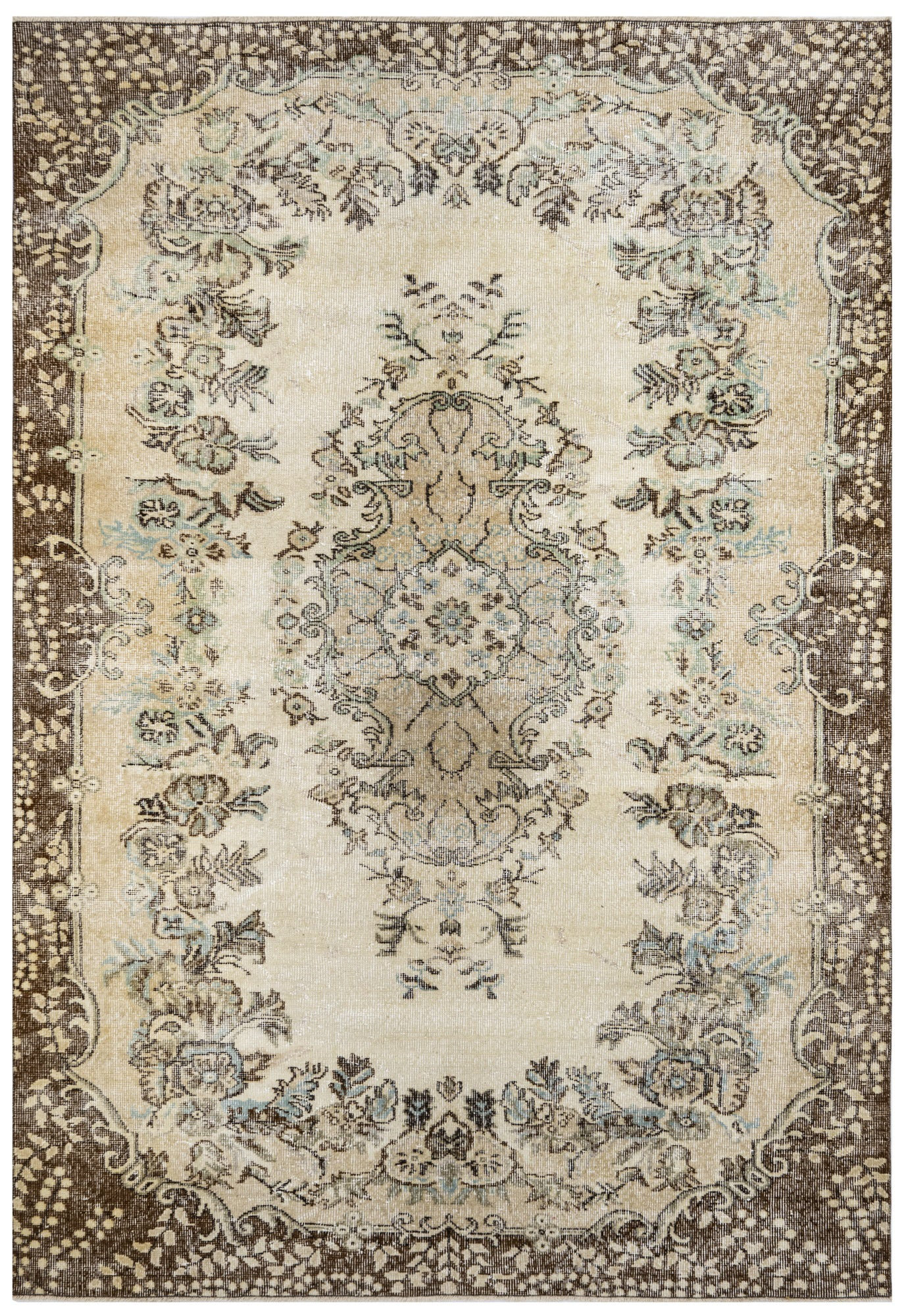 Lofy Vintage Brown Oriental Wool And Cotton Handmade Area Rug 174 X 303 ...