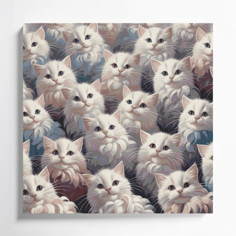Cats Lambkin Gray Canvas Wall Art, 8" H x 8" W