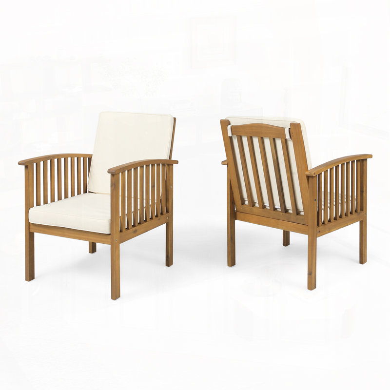 Fauteuil d'extérieur en bois d'acacia, Crème, crème, Brun