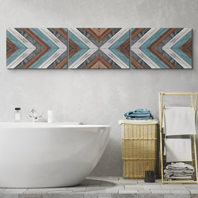 Geometric Western Shape " Western Decor Geometric Polygon Pattern Collage Abstract Shapes For Cabin Cottage " 3 - Pieces