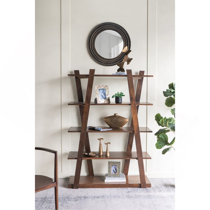 Miroir d'appoint rond noir et doré avec texture tissée
