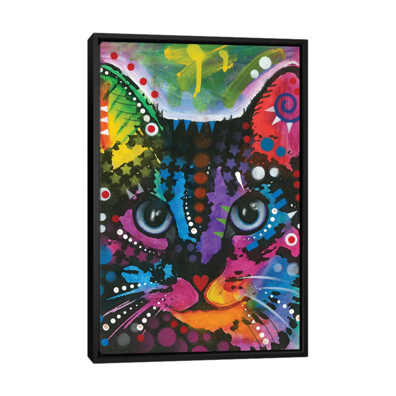 «Tabby I», impression sur toile, H 26 po x l 18 po x P 1,5 po, Toile avec cadre noir, Pas de tapis