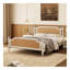 Structure de lit en rotin de style traditionnel pour grand lit, sans sommier tapissier, blanc antique