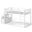 Lit superposé simple avec étagères et tiroirs de rangement, lit superposé en métal avec éclairage DEL, sans sommier, blanc-1019261298