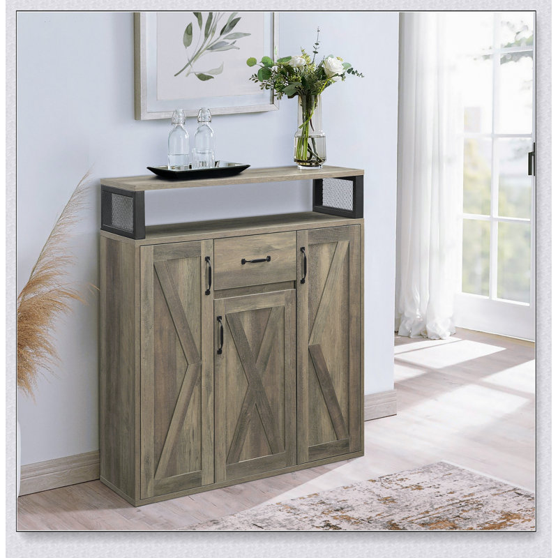 Rustic Oak Server with 3 Doors