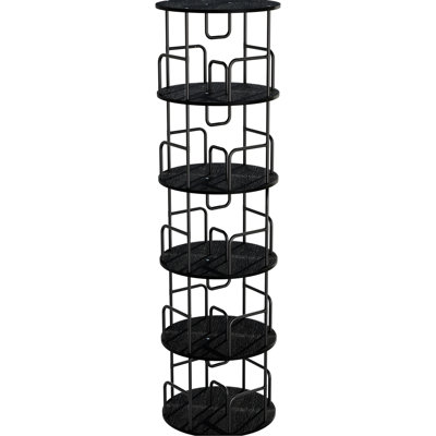 5 Tier Spinning Bookcase, 360 Rotating Storage For Living Room And Office, Black Color Book Shelf Organizer, Revolving Display Study, + Iron