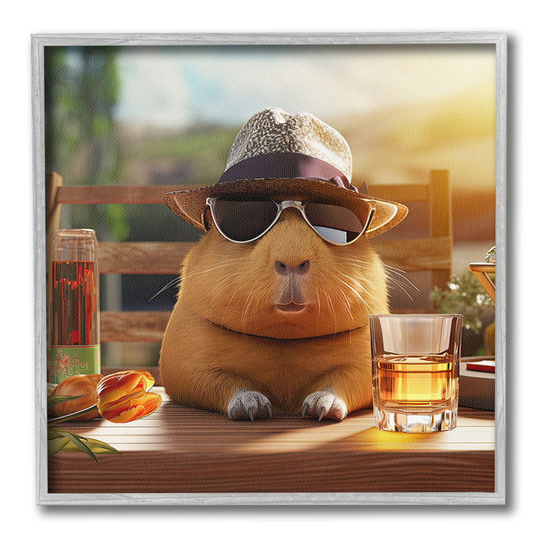 «Capybara & Summer Scenery», art de la giclée encadrée par Jim Baldwin, Estampe numérique Farmhouse, H 12 po x l 12 po