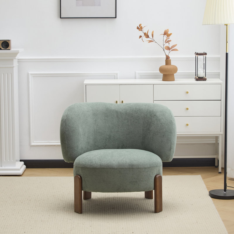 Fauteuil d'appoint moderne vert, revêtu de polyester, conception à oreilles pour la maison