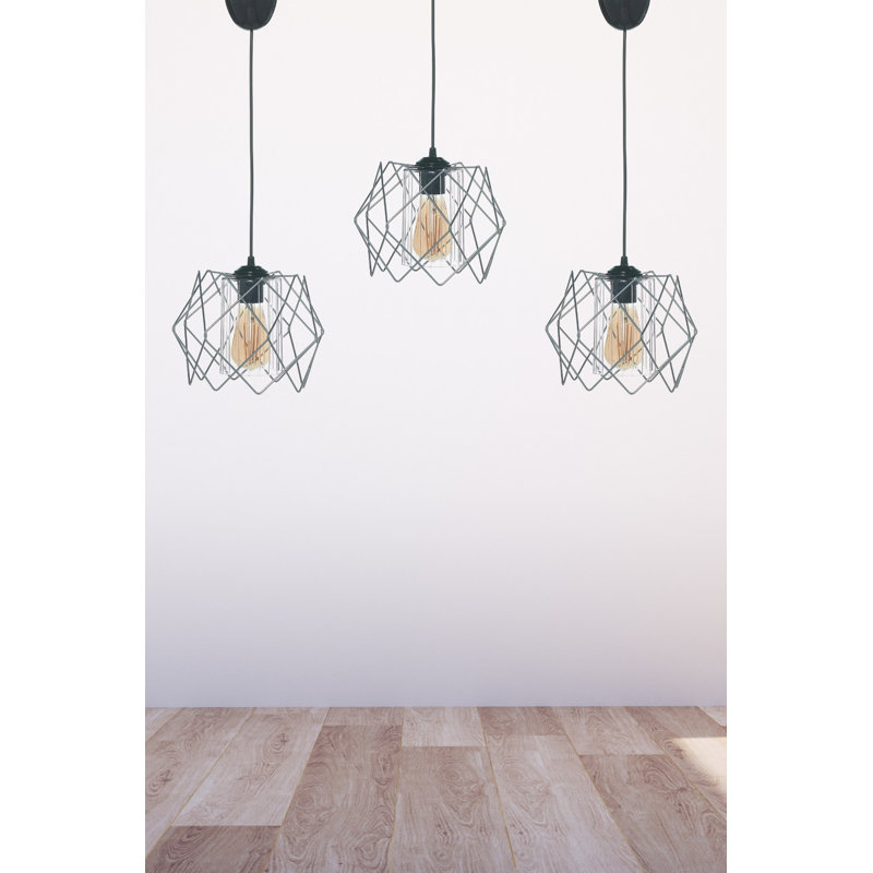 Elegant Black Metal Chandelier, 72.0 in Total Height | Cap Diameter: 9.3 in, Height: 11.0 in | 3 x E27 Max 40W Sockets (Bulbs Not Included) | Stylish Lighting Fixture for Living Room & Dining Areas, IP20 Rated