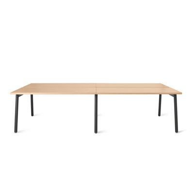 Bureau double Series A pour 4, 57 po, gris anthracite + chêne naturel