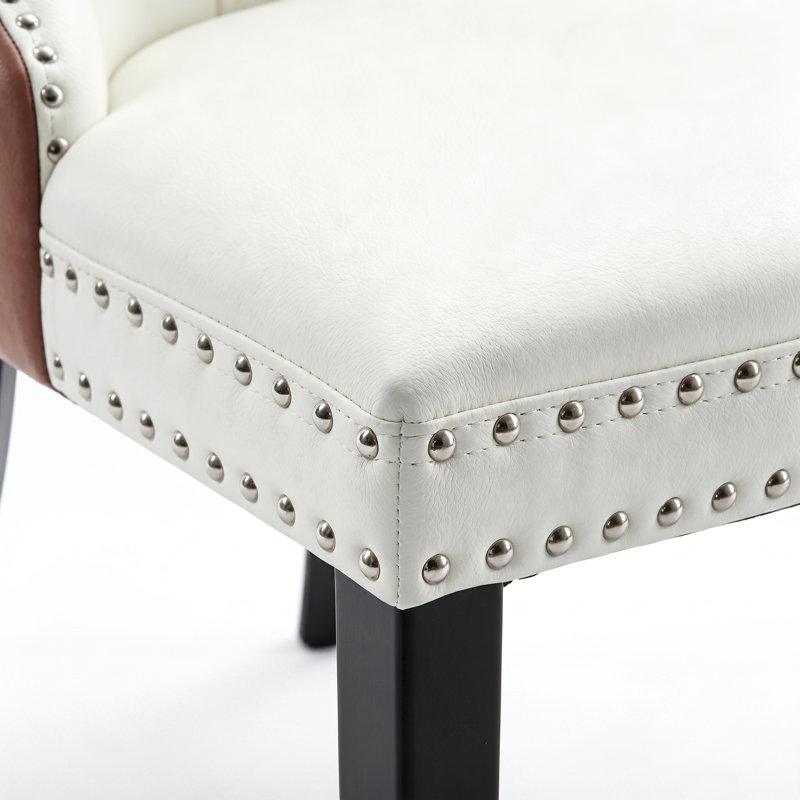Chaise de salle à manger Kingson Modern Glam, 2, Blanc / Rose
