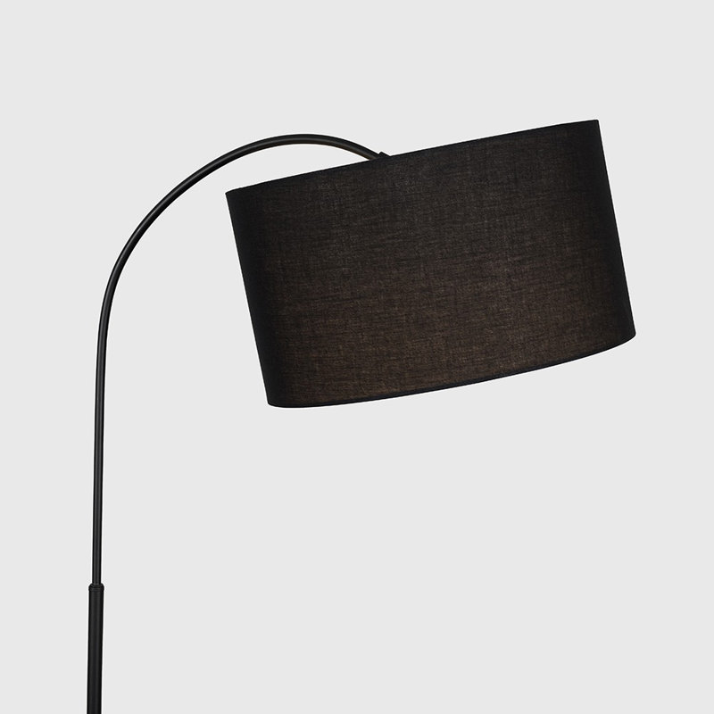 Domani 143cm Gloss Arched Floor Lamp, Black