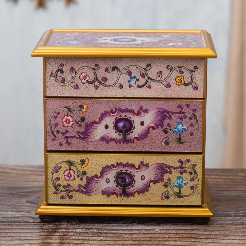 Boîte à bijoux, Or / mauve