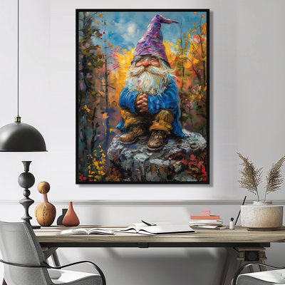 Gnome mauve, lueur scintillante - impression d'art mural gnome