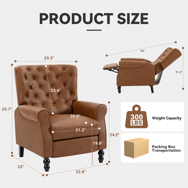 Fauteuil inclinable à oreilles Amara, Brun