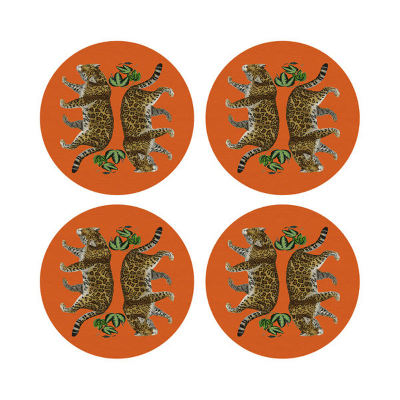 Leopard Seeing Double Pebble 16" Vinyl Placemat, Orange
