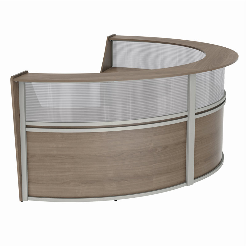 Pecor 2 Person U-Shaped Synthetic Laminate Reception Desk, Walnut