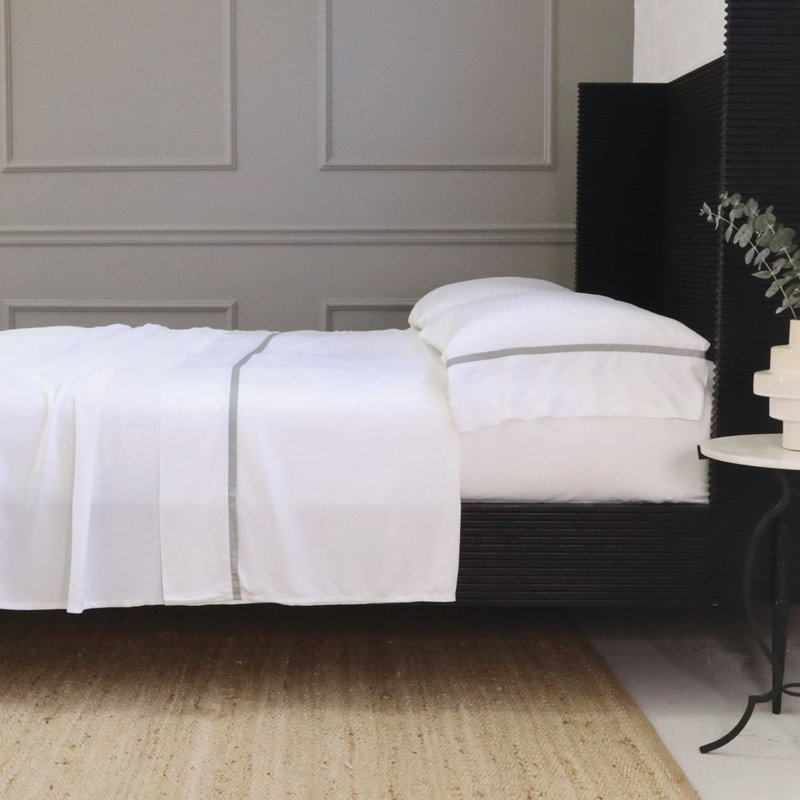Langston Pillowcase, King, White/Ocean