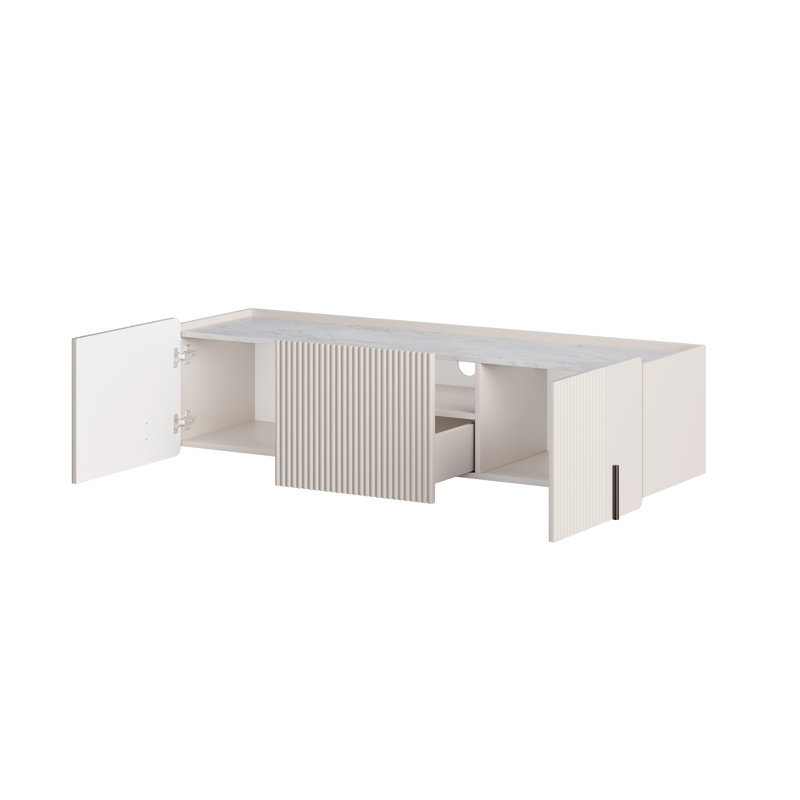 Cronenbold Unfinished TV Stand for TVs up to 55", Cashmere/Black