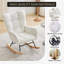 Beige Stuffed Animal Upholstered Rocking Chair – High Backrest & Armrests, Ergonomic Nursery Glider with Side Pocket – Padded Seat, Sturdy Metal Legs, Dining Service, Living Room, Bedroom