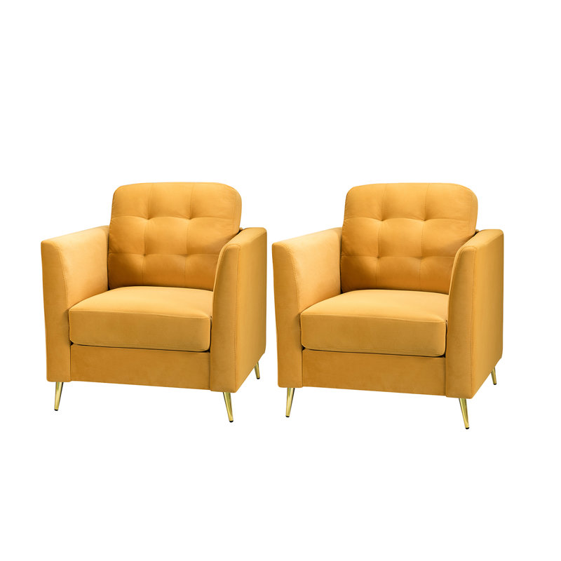 Fauteuil Omotara, Velours moutarde