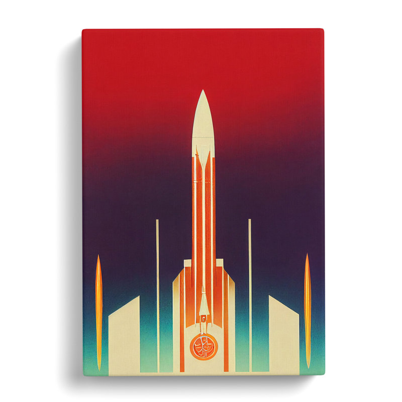 Spaceship Rocket Art Deco No.1 - Wrapped Canvas, 76cm H x 50cm W x 3cm D