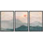 Abstrait paysage pastel bleu sarcelle matin rose montagne nature moderne Art déco paysage zen sur toile 3 pièces-94433910-94433913