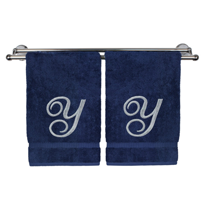 Super Plush Hand Towel, Navy/Silver, Y
