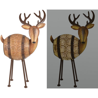 LED Reindeer Barrel Sculpture