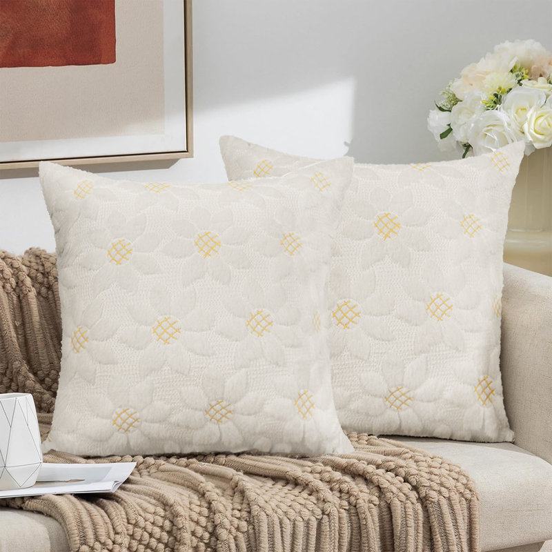 Housses de coussin en jacquard Barossa Design, Carré 20 po, Blanc