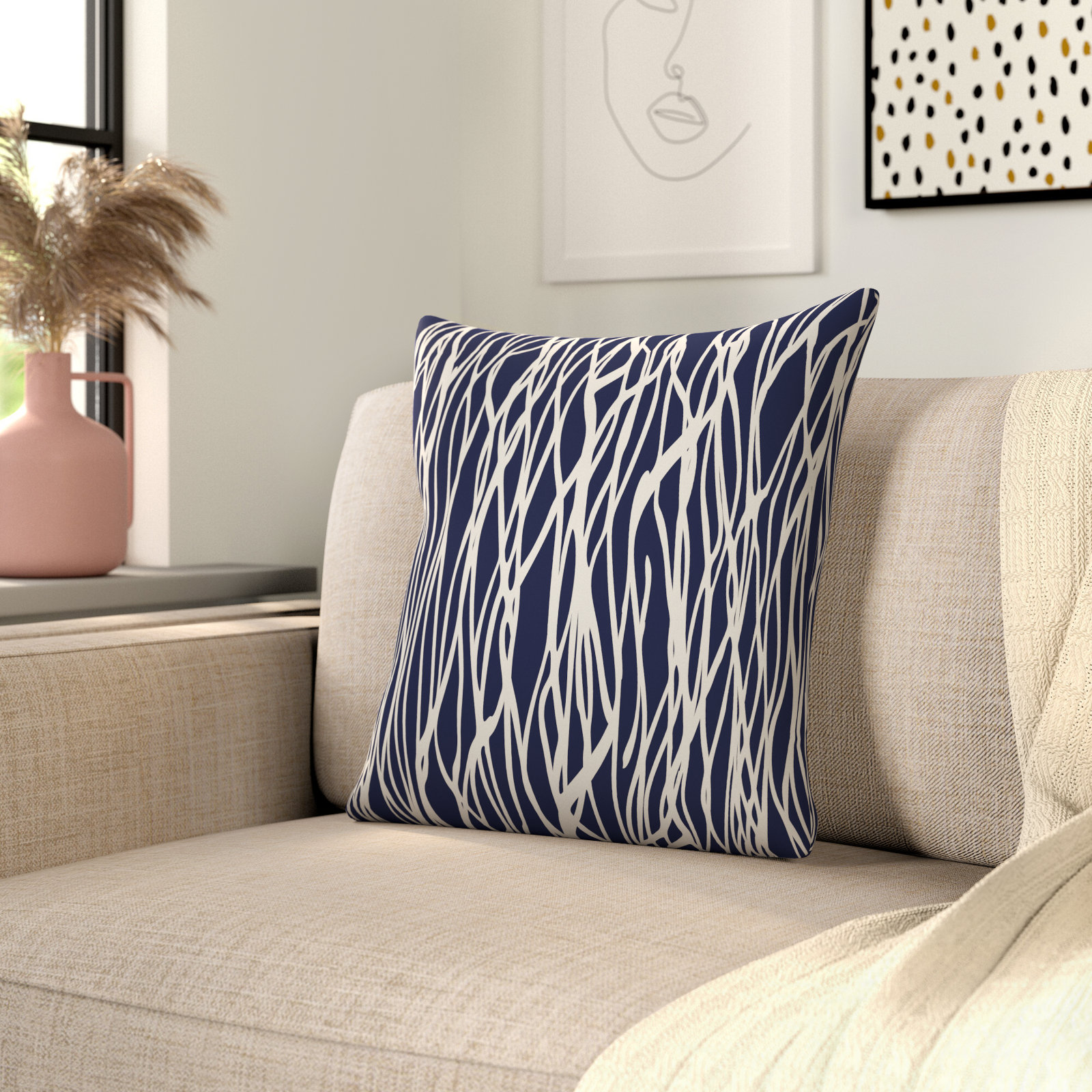 Tappahannock Square Pillow Cover (Set of 2) Dovecove Color: Navy, Size: 20 H x 20 W