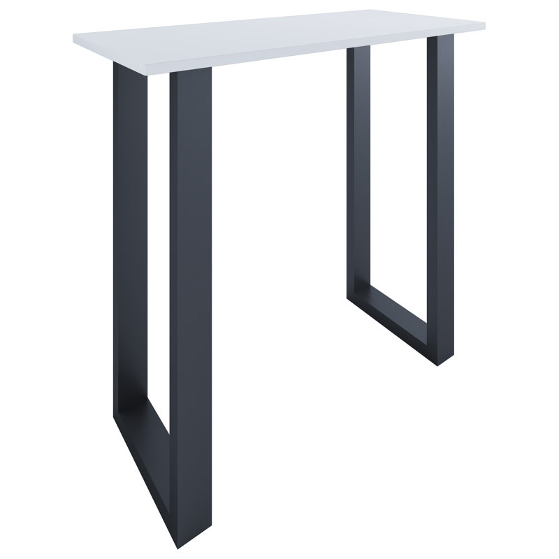 Xona Bar Table, 102cm H x 110cm W x 50cm D, Matt brushed nickel, White