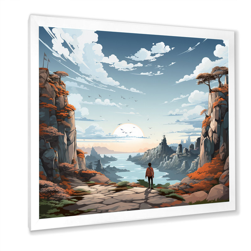 Beige Cliff Jagged Solitude - imprimé, H 36 po x l 36 po x P 1,5 po, Cadre photo blanc