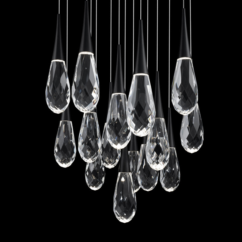 Hibiscus 15 - Light LED Pendant, Black