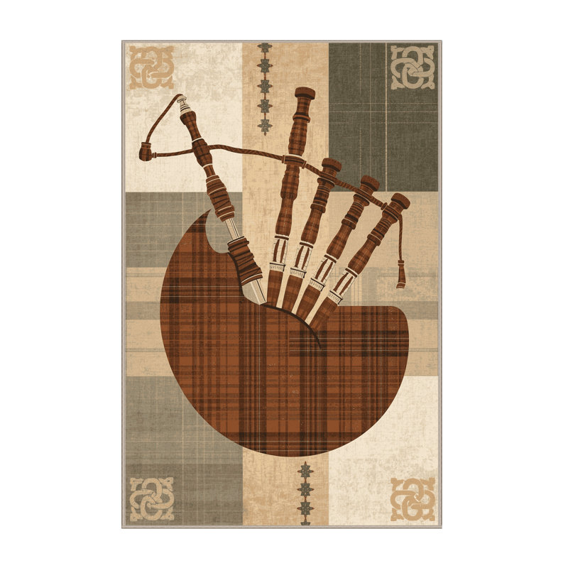 Tapis beige écossais lavable à la machine Orfelinda, 4 x 6