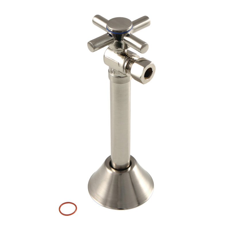 Sweat Kingston Brass Concord 1/2 po x O 3/8 po Robinet d'arrêt à inclinaison Comp avec extension de 5 po Comp, Nickel brossé