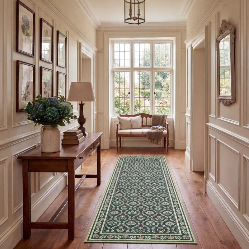 Laura Ashley Barrington Imagine Printed Chenille Rugs, Navy Multi, Runner 2'2" x 6'