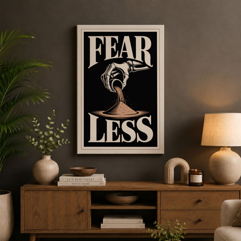 Fearless Typography - Wrapped Canvas, 18x12 - 45.7 x 30.5 cm, Ochre Border