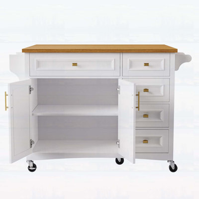 Kitchen Island with Drop Leaf,Spacious Storage,and Wheels for Enhanced Mobility and Organization