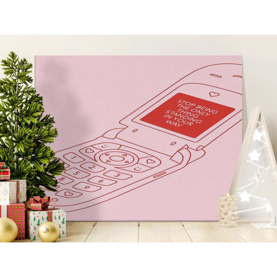 Retro Flip Phone Canvas Wall Art, Inspirational Quote Print, Gallery Wrapped, Ready to Hang, Modern Home Decor, Archival Quality Canvas