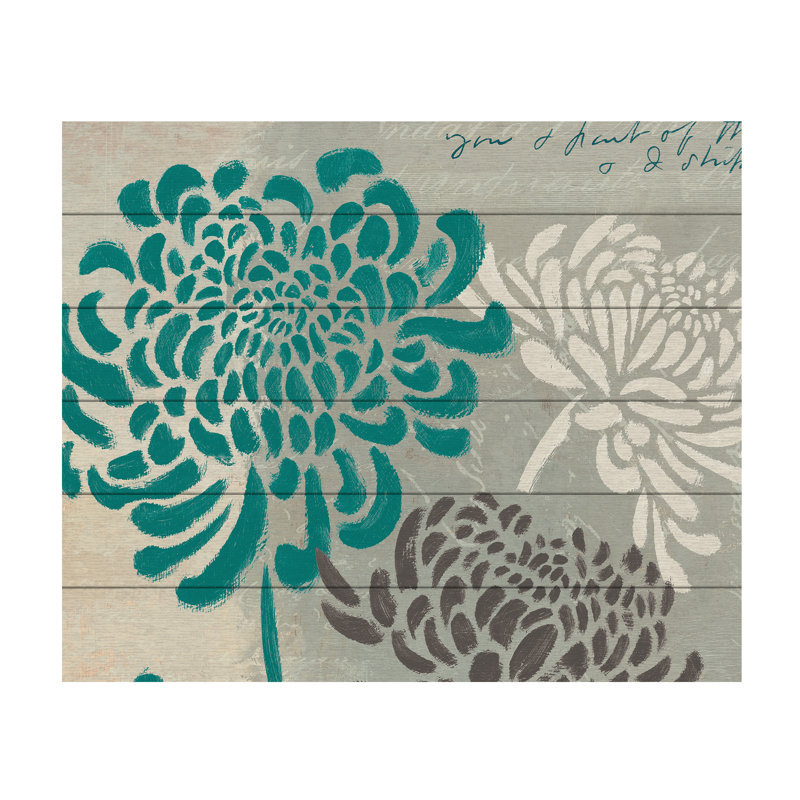 «Chrysanthemums» par Wellington Studio - impression d'art graphique, H 18 po x l 22 po x P 0,5 po, Latte en bois